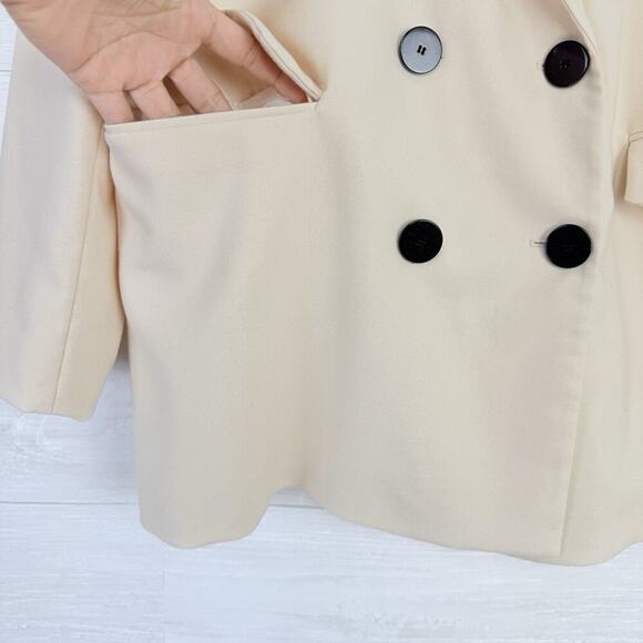 Zara Womens Oversized Double Breasted Blazer Size Large Ecru Academia Preppy - Picture 4 of 16